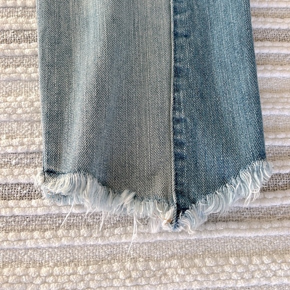 American Eagle Womens Two Tone Ankle Crop Denim Jeans High Waisted Sz 8 Raw Hem - Picture 12 of 13